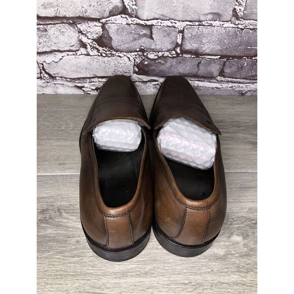 Boss Hugo Boss Brown Leather Square Toe Dress Loafers Shoes Men’s Sz 11M US/44EU - Picture 5 of 16